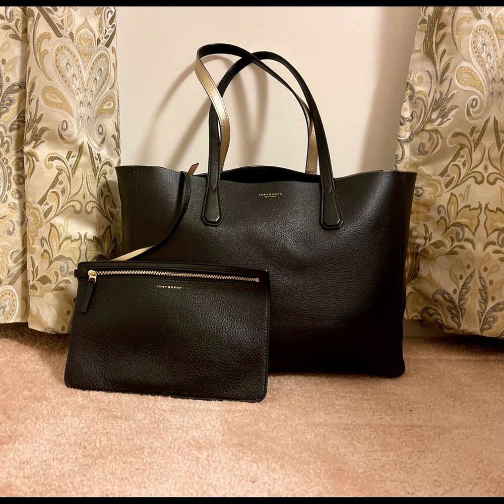 Tory Burch Black/Gold Perry Reversible Tote